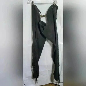 Whitman Black Suede Leather Fringed chaps sz 42